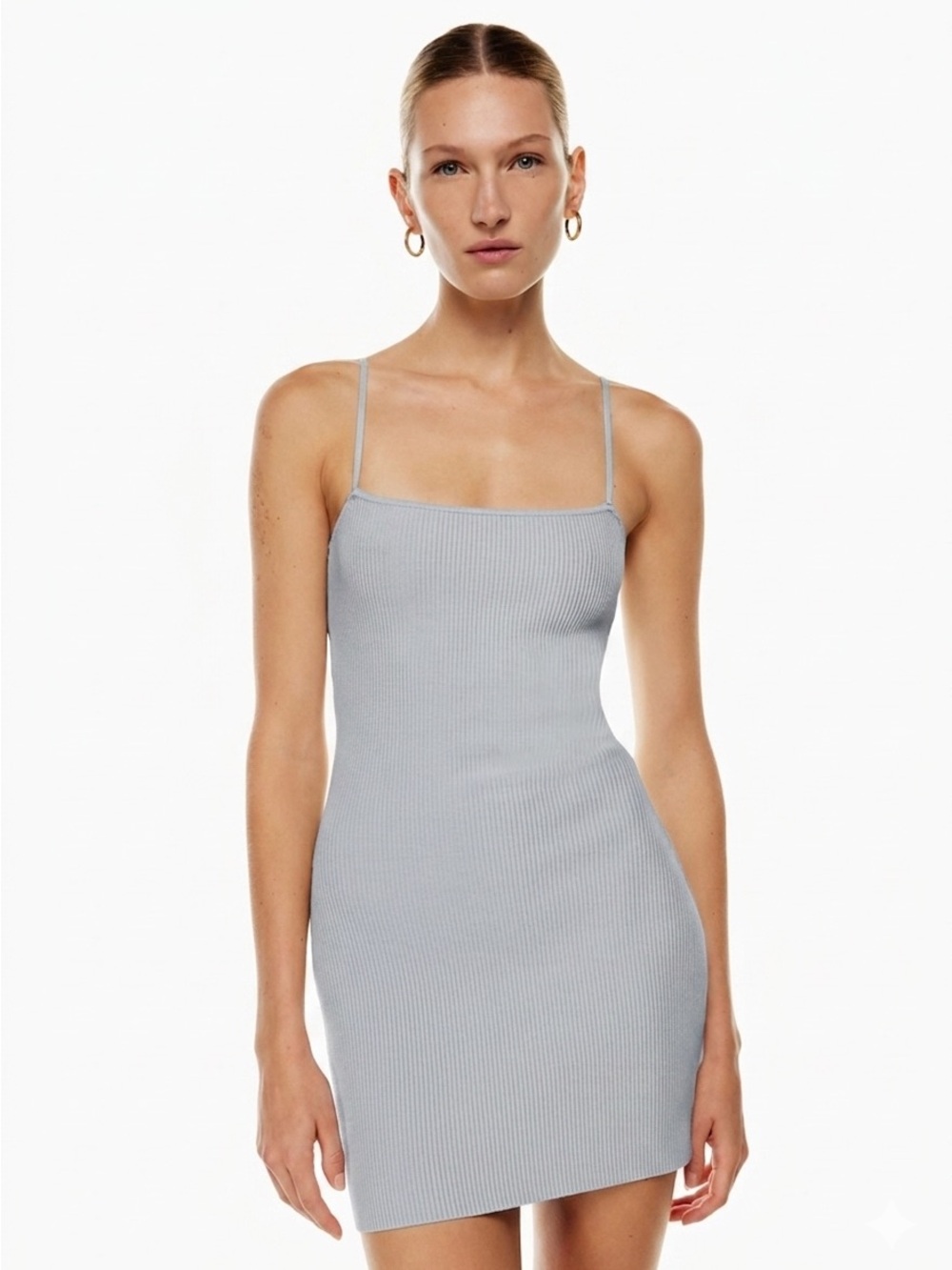 Aritzia Babaton Sz Xs Sculpt Knit Ribbed Baby Light Blue Mini Dress